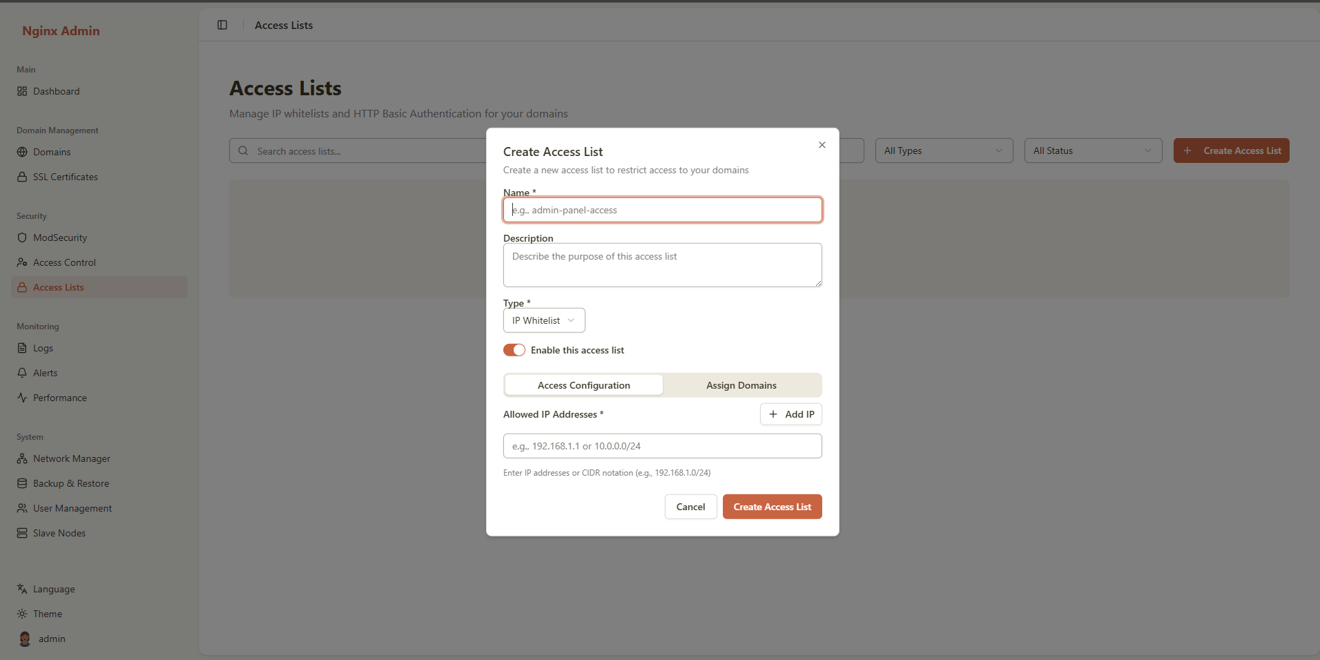 Create Access List