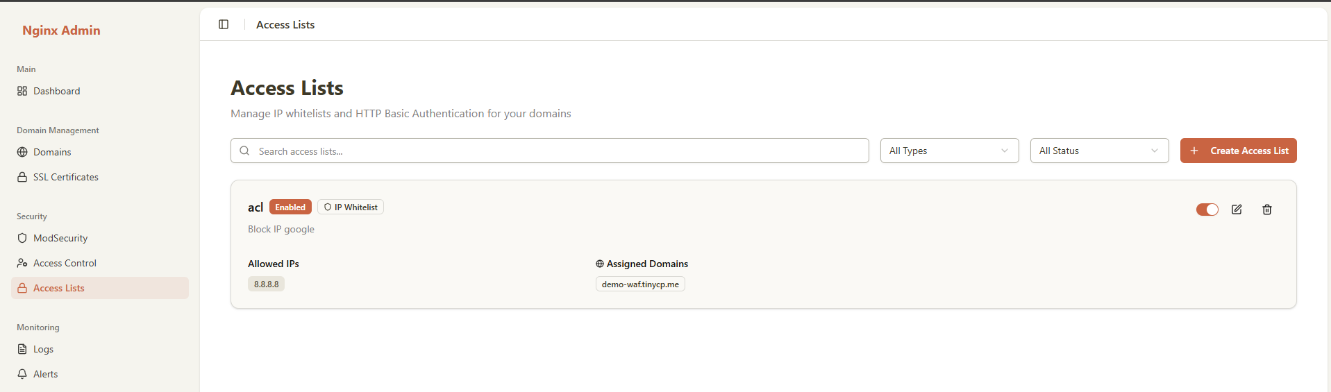 Access List Created